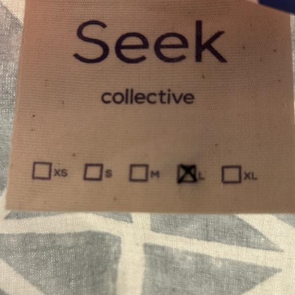 SEEK COLLECTIVE Women's Blue & Gray Geometric Print Short Sleeve Tie Waist Dress - Picture 5 of 7